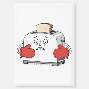 Nervous Toaster Magnet   Funny Bread Kitchen Pub