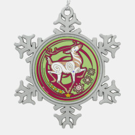 Nerz Holidaze Weihnachtsverzierungrot 2017/Citrine Schneeflocken Zinn-Ornament