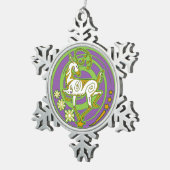 Nerz Holidaze Weihnachtsverzierungs-Grün 2017/Lila Schneeflocken Zinn-Ornament (Rechts)