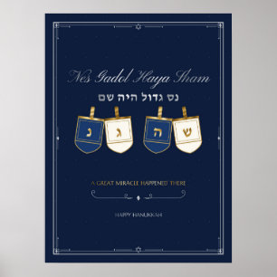 Nes Gadol Haya Sham Hanukkah Wandkunst Poster