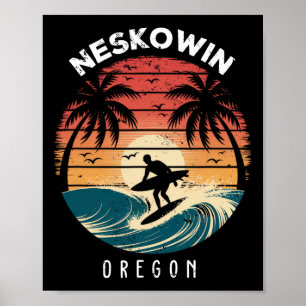 Neskowin Oregon Surfboard Wellen Strand Poster