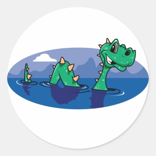 Nessie Runder Aufkleber (Vorderseite)
