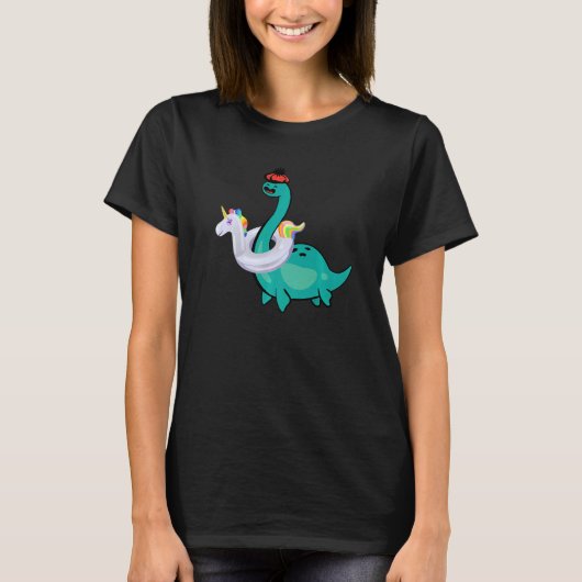 Nessie Unicorn Pool Aufblasbares Loch Ness Monster T-Shirt (Vorderseite)