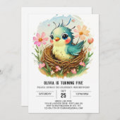 Nest Bohemisch Bird Birthday Einladung (Vorne/Hinten)