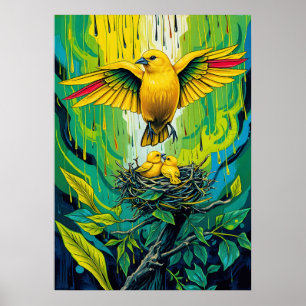 Nest des goldenen Singvogels – Lebendige Jungelsze Poster