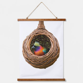 Nest eines Weaverbird Wandteppich Mit Holzrahmen
