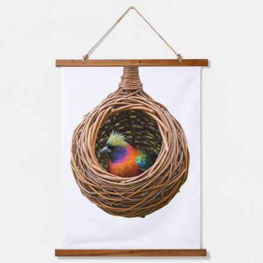 Nest eines Weaverbird Wandteppich Mit Holzrahmen (Vorderseite)