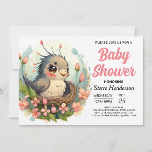 Nest Elegant Boho Bird Baby Shower Einladung