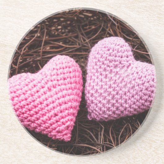 Nest mit Herzen Sandstein Untersetzer (Vorne)