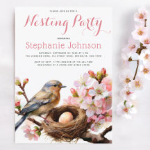 Nest Party Bird Nest Ei Pink Floral Wasserfarbe