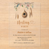 Nest Party Vogel Boho Babydusche Acryleinladungen (Vorderseite)