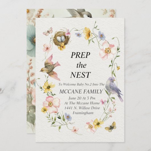 Nest vorbereiten: Eine Feier für die neue Ankunft Einladung (Vorne/Hinten)