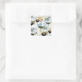 Nester und Vögelchen - quadratischer Aufkleber (Tasche)