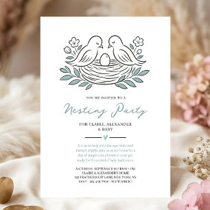 Nesting Baby Shower Party Blaue Vogel-Nest Einladung