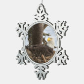 Nesting Bald Eagle Schneeflocken Zinn-Ornament (Rechts)
