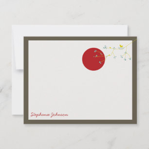 Nesting Bird and Family Baby Danke Note Card Mitteilungskarte