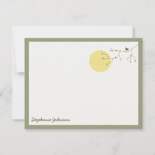 Nesting Bird and Family Baby Danke Note Card Mitteilungskarte