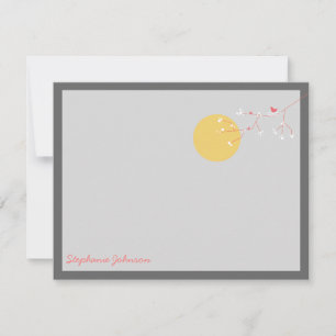 Nesting Bird and Family Baby Danke Note Card Mitteilungskarte