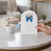 Nesting Bird Blue Bow Baby Shower Invitation Einladung