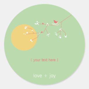 Nesting Bird Family auf Branchen Simple Baby Showe Runder Aufkleber