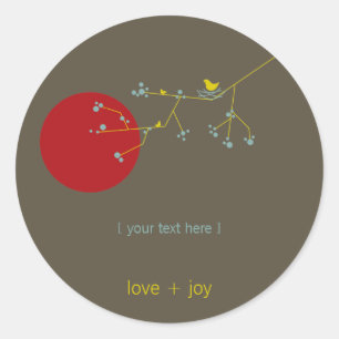 Nesting Bird Family auf Branchen Simple Baby Showe Runder Aufkleber