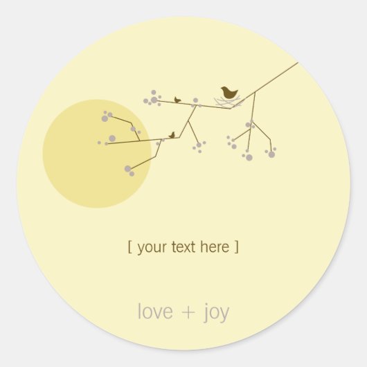 Nesting Bird Family auf Branchen Simple Baby Showe Runder Aufkleber (Vorderseite)