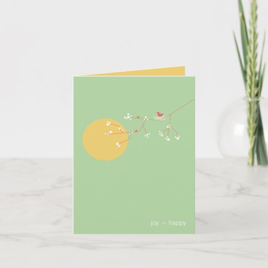 Nesting Bird & Family Baby Danke Note Card (Vorderseite)