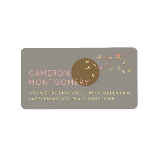 Nesting Bird Family Baby Duschadresse Labels Adressaufkleber (Vorne)