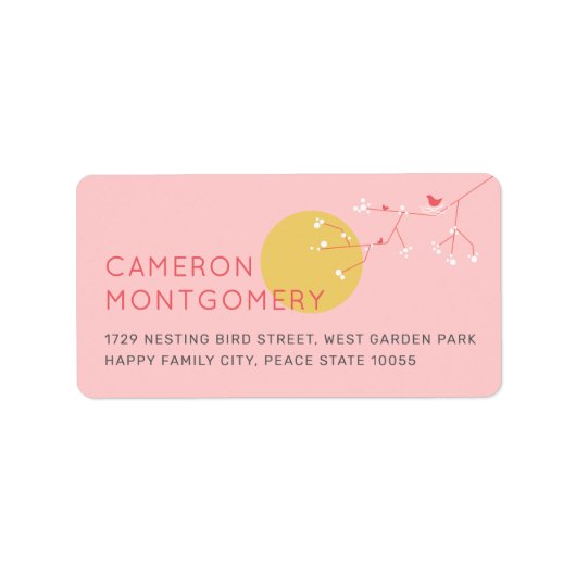 Nesting Bird Family Baby Duschadresse Labels Adressaufkleber (Vorne)