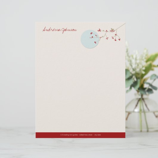 Nesting Bird Family Baby Duschbriefe Briefbogen (Stehend Vorderseite)