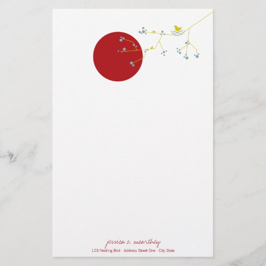 Nesting Bird Family Baby Shower Stationery Paper Briefpapier (Vorderseite)