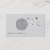 Nesting Bird + Family Blue Custom New Zuhause Addr Visitenkarte (Vorderseite)