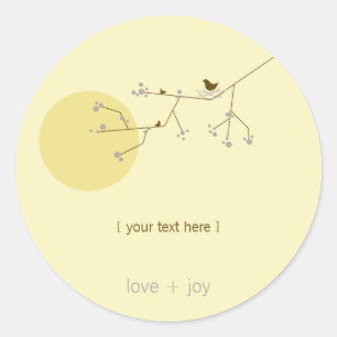 Nesting Bird Family on Branches Simple Baby Shoote Runder Aufkleber