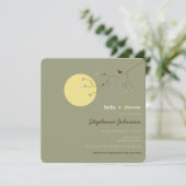 Nesting Bird Family Tree Simple Chic Baby Dusche Einladung (Stehend Vorderseite)