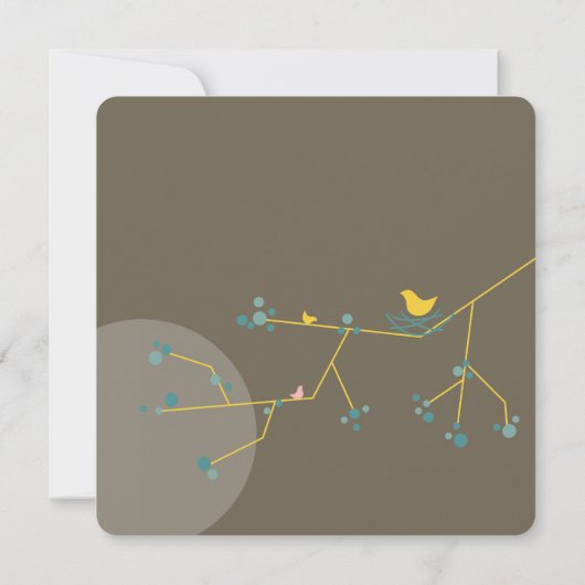 Nesting Bird Family Tree Simple Chic Baby Dusche Einladung (Rückseite)