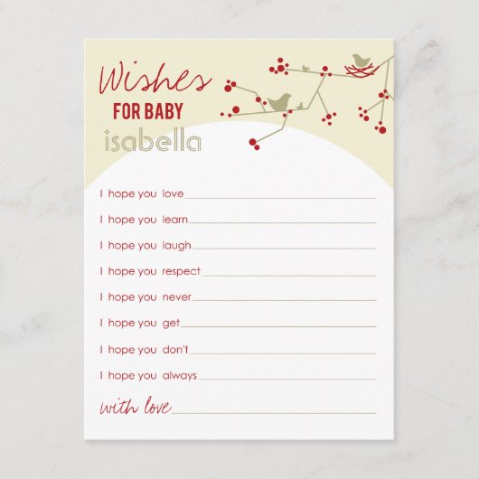 Nesting Bird Family wünscht eine Baby Game Card Hinweiskarte (Vorderseite)