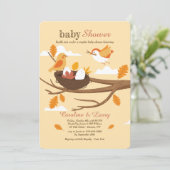 Nesting Birds Baby Shower Einladung (Stehend Vorderseite)
