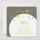 Nesting Birds Family Treppepels Babydusche Einladung (Vorderseite)