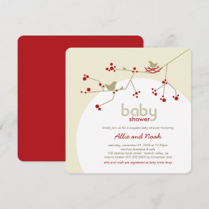 Nesting Birds Family Treppepels Babydusche Einladung