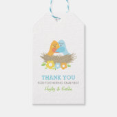 Nesting Birds Spring Baby Shower Blue Orange Geschenkanhänger (Vorderseite)