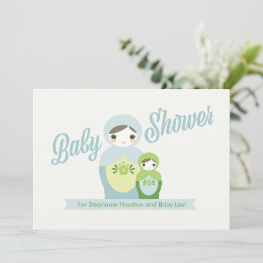 Nesting Doll Baby Shower Einladung (Stehend Vorderseite)