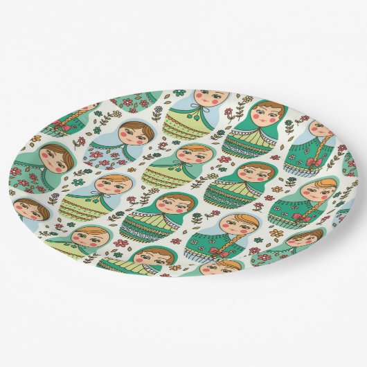 Nesting Doll Paper Plate Pappteller (Schrägansicht)