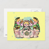 Nesting Dollars auf einem gelben Hintergrund - Postkarte (Vorne/Hinten)