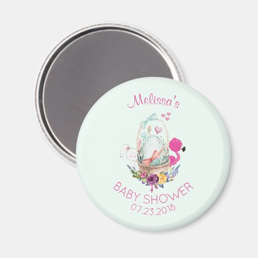 Nesting Egg w/Flamingo & Bunny Baby Show Magnet (Vorderseite/Rückseite)