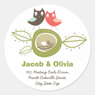 Nesting Owls Family Baby Shooting Address Sticker