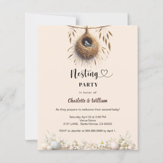 Nesting party bird spring baby shower invitation (Vorderseite)