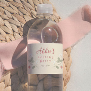 Nesting Party Erdbeeren Florales Mädchen-Baby-Show Wasserflaschenetikett