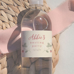Nesting Party Erdbeeren Florales Mädchen-Baby-Show Wasserflaschenetikett