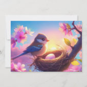 Nesting Party Niedlich Bird & Ei Floral Pink Bloss Einladung (Rückseite)