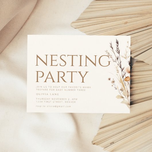 Nesting Party Sip and See Baby Shower Einladung Postkarte